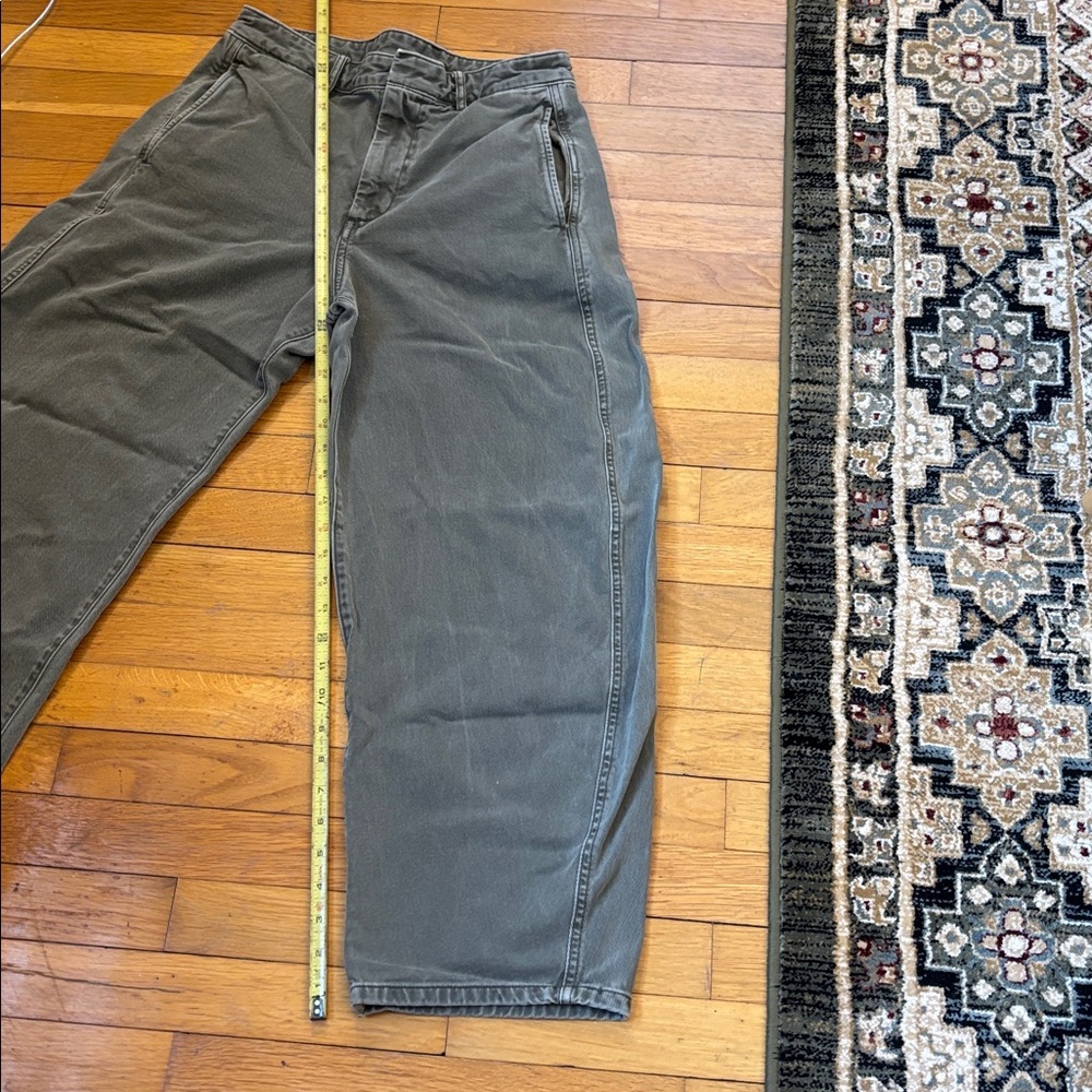 GAP Mid Rise Twill Barrel Pants Black Moss Green - Picture 9 of 13